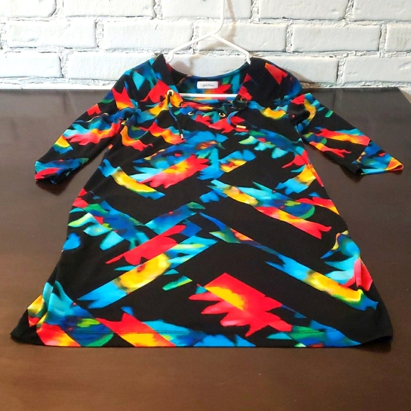 Colorful Calvin Klein tunic dress with gold detail - Picture 1 of 4